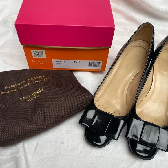 Patent Leather Kate Spade Dijon Pumps w Leather Bow - Picture 13 of 15